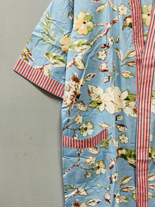 Vestido Kimono Casual de Algodón con Estampado Floral de Lujo Vintage para Mujer, con Cuello en V y Cordón Ajustable, Largo hasta el Suelo, Ideal para Invierno y Verano en India - Product Image 6