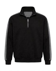 Sudadera personalizada para hombre, negra, de color sólido, con media cremallera, corte regular, informal, con capucha, para hombre, fabricante de ropa personalizada unisex. - Product Image 1