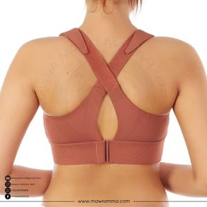 Soutien-gorge de sport Mawra rose rouillé à fermeture éclair avant, maintien élevé, sans coutures, col carré, pour l'entraînement et le yoga, vêtements de sport pour femmes, soutien-gorge unisexe - Product Image 2