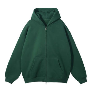 Sweat à capuche zippé personnalisé avec logo, style streetwear épais, pour hommes et femmes, coupe oversize, en polaire, style universitaire, à rayures, vierge - Product Image 3