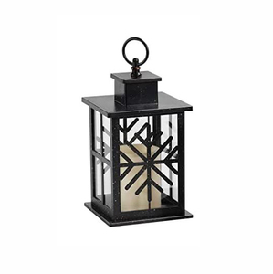 Lanterne en fer noir avec motif flocon de neige pour la décoration de Noël à la maison - Product Image 1
