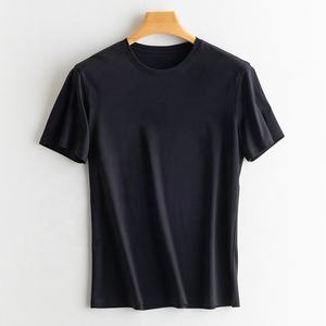 T-shirt luxueux de haute qualité à col rond en soie modale 240gsm pour hommes impression de logo personnalisé en gros d'usine OEM - Product Image 2