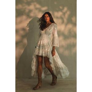 High Fashion Embroidered Viscose Summer A-Line <b>Mini</b> Dresses Eco-Friendly Breathable Regular Sleeve Boho Lace Party Evening - Product Image 1