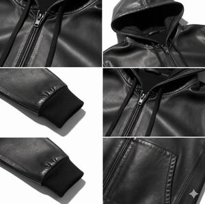 Veste à capuche intégrale en cuir bleu marine de haute qualité, teinte en pièce, 340g, imperméable, respirante, coupe-vent, écologique, hiver - Product Image 3