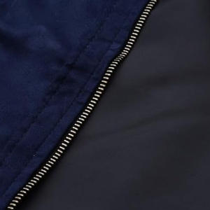 Blouson de moto en cuir suédé véritable bleu de haute qualité, longueur standard, col montant, logo frontal, hiver - Product Image 6