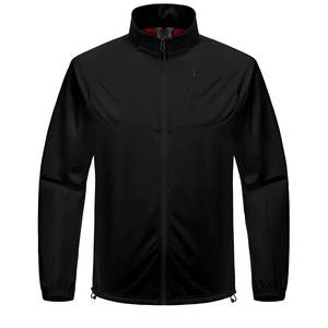Veste en polaire coupe-vent noire pour homme, col montant, fermeture éclair, vêtement décontracté pour l'automne, coupe régulière, coque en polyester - Product Image 1