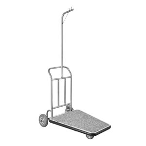 Carrello Bellman a 3 Ruote in Acciaio Inossidabile con Capacità di Carico di 600 LBS, Piano in Moquette Grigia e Ruote in Gomma, Carrello per Hotel - Product Image 4