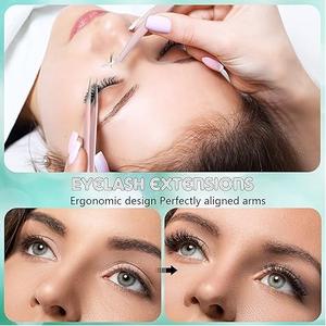Ensemble de pinces à cils de haute qualité, pinces à cils en fibre pour volume avec pointes courbées et angulées de précision, professionnelles - Product Image 4
