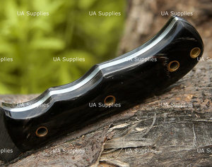 Cuchillo de Caza de Acero de Damasco Forjado a Mano Personalizado, Hoja Fija con Punta de Clip y Borde Recto, Grado Industrial, Mango de Cuerno de Toro - Product Image 5