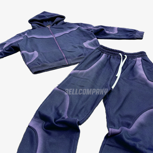 Conjunto Deportivo Azul Marino para Hombre, Sudadera con Cierre Completo y Pantalones Deportivos, Corte Holgado Informal - Product Image 2