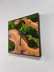 Moss <b>Square</b> Creek Rustic Wood Clock Timber Trail Nature Clock Verdant Riverwood Wall Clock Forest Path Handmade Clock Timber - Product Image 2
