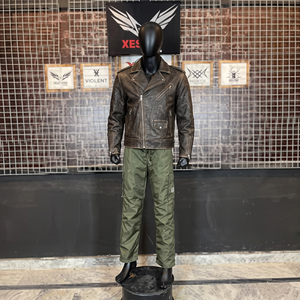 เสื้อแจ็คเก็ตมอเตอร์ไซค์หนังแท้ Hunt Gear รุ่น Unisex สไตล์วินเทจลำลองทรงโอเวอร์ไซส์สำหรับขี่มอเตอร์ไซค์ - Product Image 1