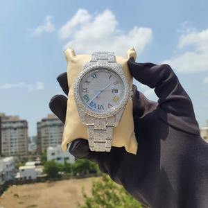 Reloj de Diamantes Moissanite VVS1, Acero Inoxidable, Totalmente Cubierto de Diamantes, Números Romanos, Regalo de Lujo para Hombre - Product Image 3