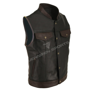 Chalecos de Motocicleta de Cuero Genuino Negro y Marrón para Hombre, Transpirables, de Moda, para Carreras, de Buena Calidad - Product Image 2