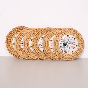 <b>Dinning</b> <b>Table</b> Decor Rattan Coasters Dinner Cup coaster Set with Blank or Custom Printed Ceramic - Product Image 2