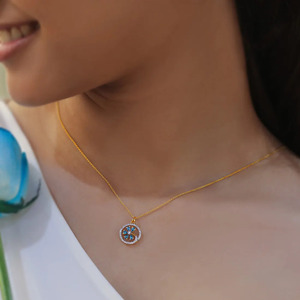 สร้อยคอจี้เพชรทรงกลมแบบวงแหวนเปิด - Product Image 4