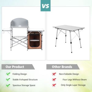 Portable Foldable Outdoor <b>BBQ</b> Grilling <b>Table</b> with Windscreen Bag for Camping - Product Image 4