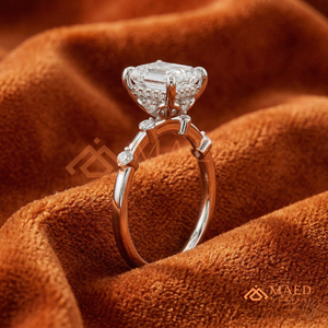 Asscher Cut Diamond Engagement Ring in 925 Sterling Silver – Vintage Inspired 5-<b>Stone</b> Band - Product Image 2