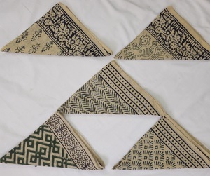Block Print <b>Square</b> Cotton Bandana <b>Scarf</b> Indian Handmade Geometric Border Boho Natural Cotton Headscarf Neck <b>Scarf</b> - Product Image 1