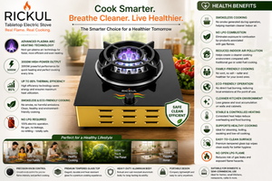 Rickul Plasma Electric Cooking <b>Stove</b> with Glass Surface Class a Energy Efficiency Safe Flame Technology Single Burner Portable - Product Image 4