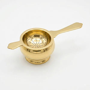 Brass Tea Strainer with Handles Fine Mesh Tea Infuser Reusable Loose Leaf Tea Filter for <b>Teapot</b> Tea Brewing Kitchen Accessories - Product Image 1