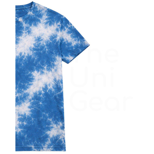 Camiseta de Manga Corta con Cuello Redondo y Estampado Tie-Dye para Hombre, Informal, Tejida, con Patrón Azul y Blanco, Corte Regular, 100% Algodón - Product Image 5