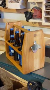 High Quality Wooden Beer <b>Bottle</b> Carrier With Opener Wood Beer Holder 6 Pack - Product Image 3