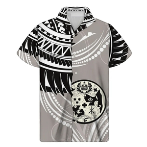 Men's Short Sleeve Hawaiian <b>Shirt</b> Tonga Coat Arms Breathable Cotton Turn-down Collar Covered <b>Button</b> Poplin Vacation <b>Shirt</b> Summer - Product Image 4