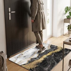 Tapis de bain moderne réversible en polyester à motif floral |   Super absorbant, séchage rapide, antidérapant |   Entrée de cuisine rembourrée et adaptée aux animaux domestiques - Product Image 5