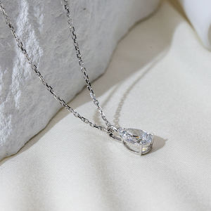 9K <b>Solid</b> <b>Gold</b> Pear Cut Lab Grown Diamond <b>Pendant</b> Necklace Classic Teardrop Solitaire Charm Fine Jewelry Gift for Women - Product Image 3