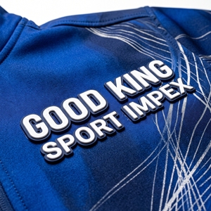 Veste softshell bleue et blanche sublimée, coupe incurvée, col montant zippé, imprimé graphique personnalisé motif vague, vêtement de performance athlétique coupe-vent - Product Image 5