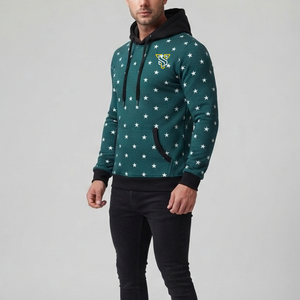 Sweat-shirt à capuche pour homme, imprimé étoiles turquoise, streetwear personnalisé, pull décontracté avec design graphique moderne - Product Image 5