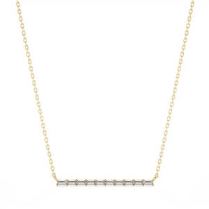 Collar de Diamantes Baguette Cultivados en Laboratorio de 0.40 CTW, Oro Amarillo de 14K, Minimalista, Horizontal, para Mujer, Uso Diario, Boda, Compromiso - Product Image 1