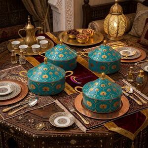 Luxury Floral Stainless Steel Casserole Hot Pot Food <b>Warmer</b> Serving Dish Insulated Double Wall Designer <b>Buffet</b> Hotpot Server Pot - Product Image 6