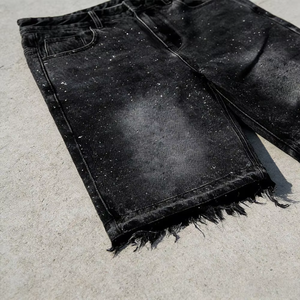 Pantalones Cortos de Mezclilla Desgastados para Hombre, Cintura Media, Dobladillo sin Rematar, Estilo Casual de Verano, de Algodón, Pierna Recta, Estilo Roto - Product Image 4