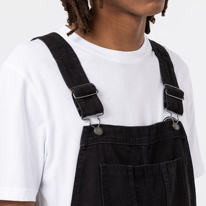 Salopette de travail noire à bretelles réglables, pantalon utilitaire multipoches, vêtements de travail industriels durables pour charpentier, agriculture, construction - Product Image 4