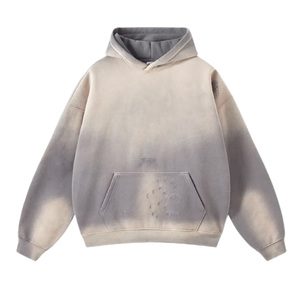 Custom Distressed Winter Sweatshirt Hoodie Men Oversized Fit Vintage Washed Boxy Pullover Streetwear <b>Fashion</b> Clothing Wholesale - Product Image 1
