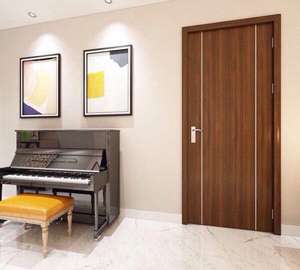 Diseño de modelo 3D moderno Puerta exterior de madera Material MDF Apertura Push-Pull para apartamentos Hoteles Fabricado vendedor vietnamita - Product Image 2