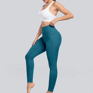 Legging de yoga pour femme à prix de gros, avec poches latérales, assorti à un haut tube, avec logo personnalisé, pour l'aérobic et le yoga - Product Image 6