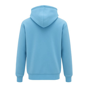 เสื้อฮู้ดผู้ชายสีฟ้าอ่อน ผ้าฟลีซทรงปกติ สวมใส่สบาย มีกระเป๋าหน้า เหมาะสำหรับฤดูใบไม้ร่วง เนื้อผ้านุ่มหรูหรา ผสมผสานผ้าฟลีซอย่างดี - Product Image 2