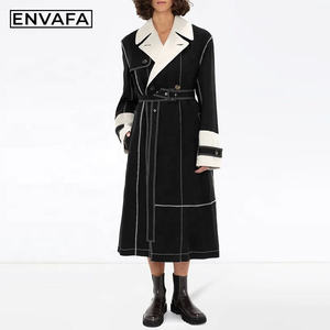 Custom Windbreaker Jacket New Contrast Sewing Belted <b>Trench</b> Coat Long Pocket Belt Warm <b>Trench</b> Coat Casual Outdoor Spring Coat - Product Image 5