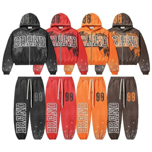 Nuevo Diseño, Conjuntos de Sudadera con Capucha y Pantalones Deportivos Unisex, Estampados Personalizados, de Felpa Gruesa, 100% Algodón, para Invierno - Product Image 1