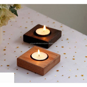 Bol à bougie en bois d'acacia naturel, bougie parfumée décorative pour la maison, pour le salon et la chambre à coucher - Product Image 2