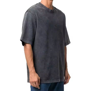 Camiseta Vintage con Logotipo Personalizado, Lavada al Ácido, para Hombre, de Algodón Grueso, Estilo Desgastado, Talla Grande, 100% Algodón - Product Image 1