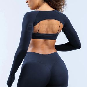 Conjunto Deportivo de 2 Piezas para Mujer, Top Corto sin Costuras, Manga Larga o Sin Mangas, Estilo Sexy y Moderno para Fitness y Running - Product Image 2