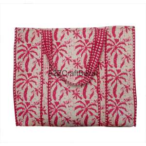 Bolsa de Mano Grande Multicolor con Estampado Floral, 100% Algodón Puro, Acolchada, Ecológica, con Asa Larga para la Playa y Compras - Product Image 3