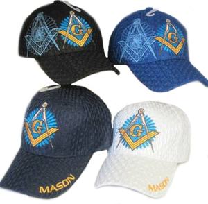 Men's <b>Navy</b> Blue Custom Logo Curved Brim Masonic <b>Baseball</b> <b>Cap</b> with Embroidery and Adjustable Strap - Product Image 3