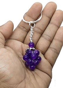 High Quality Crystal Keychain Stone Amethyst grapes <b>key</b> Chine natural Stone bead Healing <b>Key</b> Holder Gift for Women <b>Key</b> Chains - Product Image 2