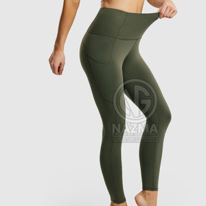 Pantalon de yoga pour femme de qualité supérieure, taille haute élastique, couleur unie, personnalisable, respirant, en Spandex/Polyester, résistant, nouvelle arrivée - Product Image 2