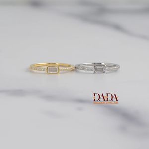 Emerald Cut Lab Grown Diamond <b>Ring</b> for Women Bezel Set <b>Solitaire</b> Engagement <b>Ring</b> Diamond Band Elegant Fine Jewelry Gift - Product Image 5